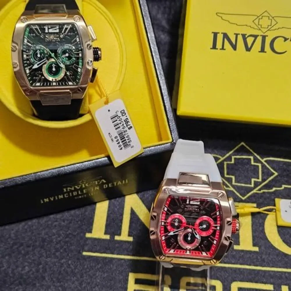 Invicta Racing Men's Model 48471 Chronograph Watch Gold Red White Silicone Band